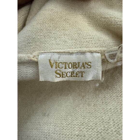 VTG 80s Victorias Secret White Label Lambswool Robe USA Pockets Womens One Size - Picture 2 of 14